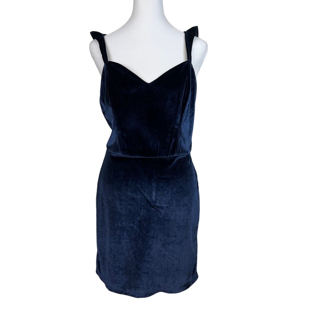 Nasty Gal Mini Dress WOMENS MEDIUM Velvet Navy Blue NEW Sweet Heart Sleeveless